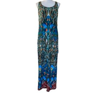 Signature by Robbie Bee Nordstrom Rack Casual PEACOCK Maxi Dress Sleeveless